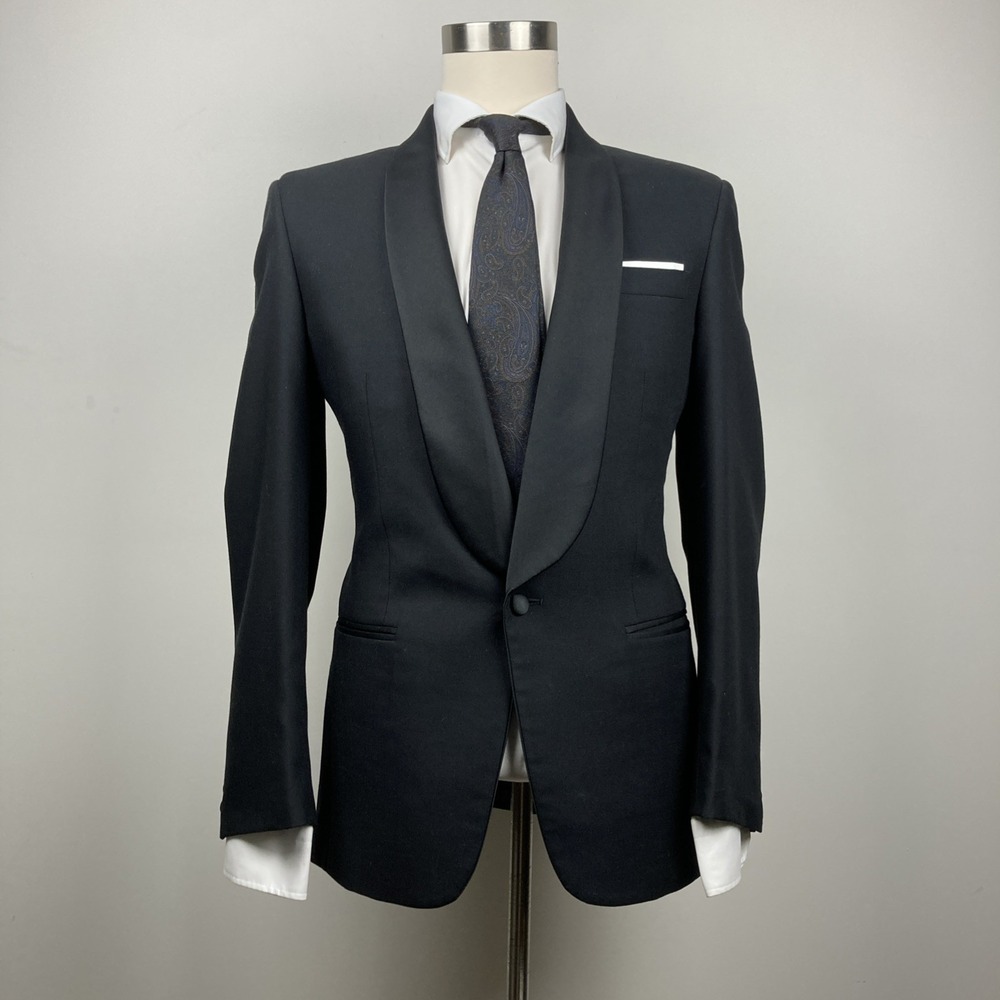Vito‎ Rufolo Vintage Black Satin Collar and Button Tuxedo Blazer Jacket 40R